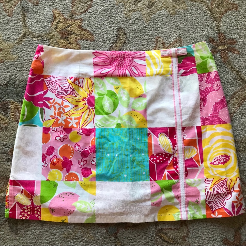 Lilly Pulitzer Patchwork Skort Skirt Lemon Ladybug